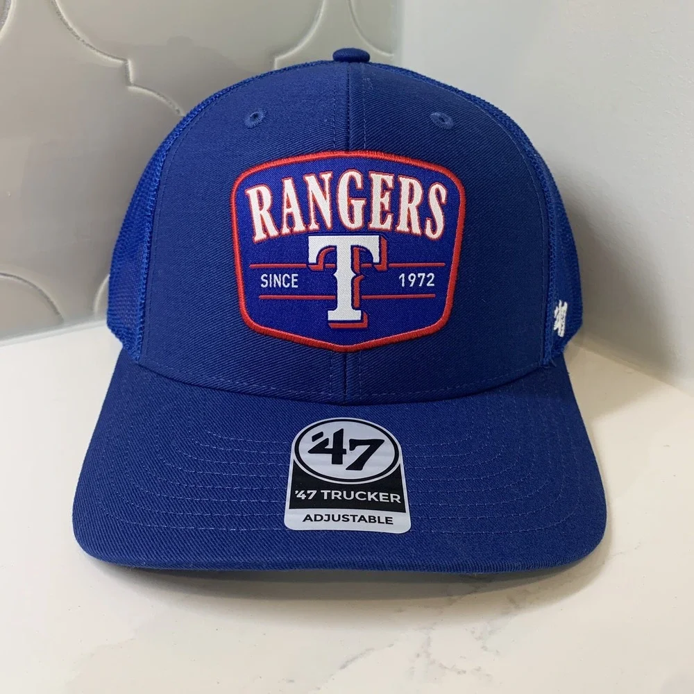 '47 Brand Texas Rangers Royal Squad Adjustable Snapback Trucker Hat Cap OSFM